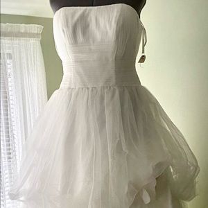 New BRIDAL gown, chiffon (David’s Bridal) sz 12 with veil and cap